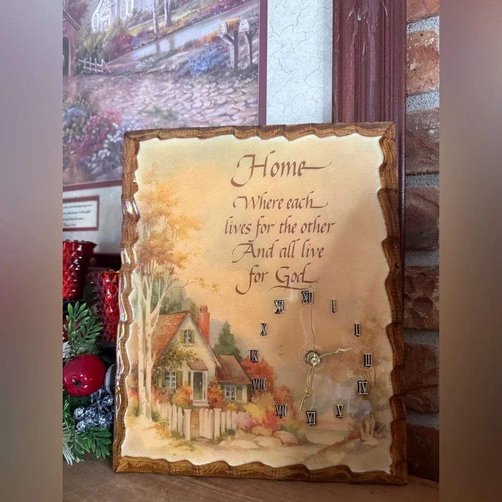 Handmade 1974 Rustic Home Solid Wood Wall Clock with Inspirational Quote Decor